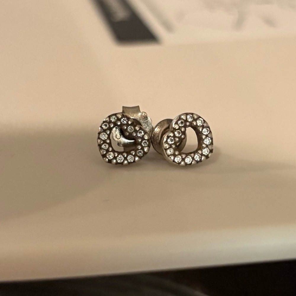Pandora Open Heart Stud Earrings in Sterling Silver